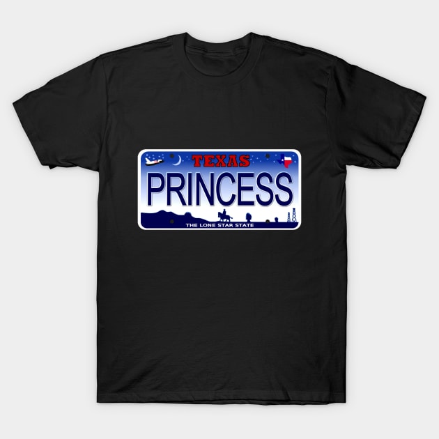 Princess Texas License Plate T-Shirt by Mel's Designs